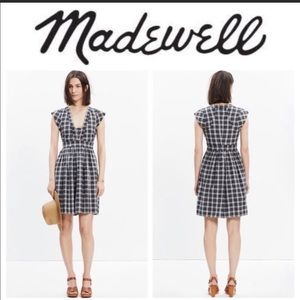 Madewell Black and White Plaid Fit and Flair Dress